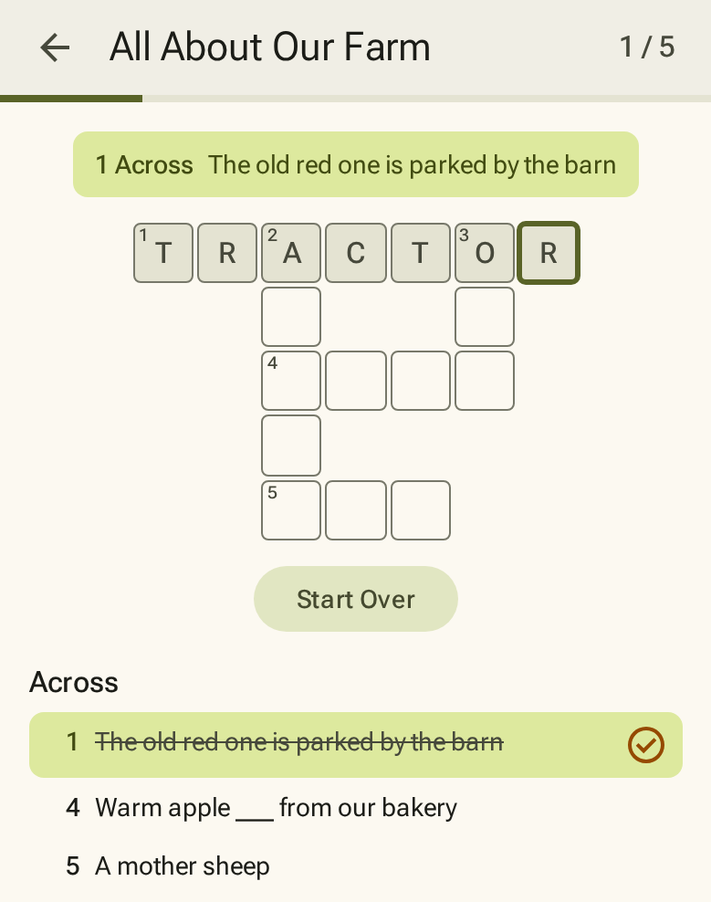 Farm crossword puzzle